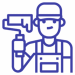 Painter icon holding a paint roller.